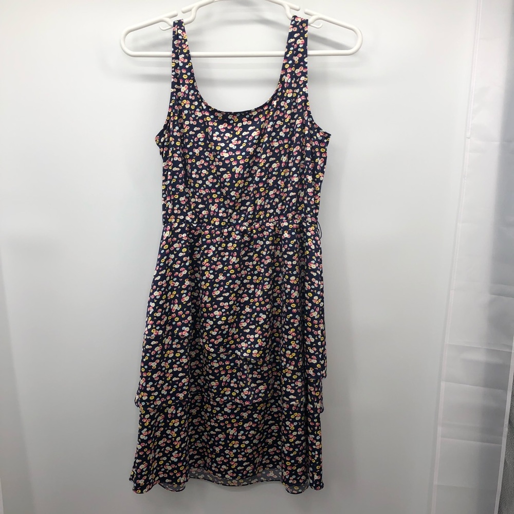 The Limited Navy Floral Bottom Tiered Dress Sz 14
